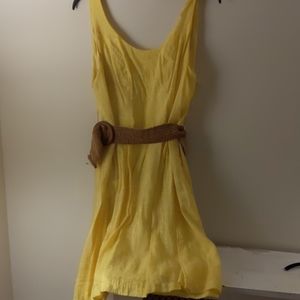 Yellow summer dress with belt